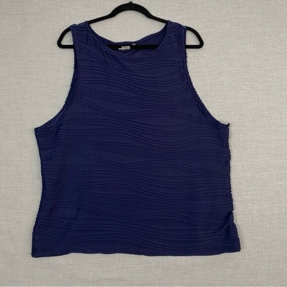 TanJay Tank Top Size XL Deep Purple Raised Pattern Stretchy Sleeveless Shirt - Picture 1 of 7